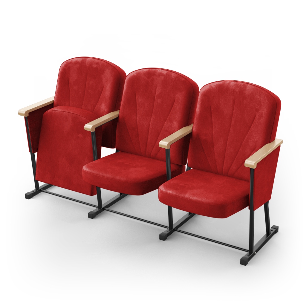 Крісло секційне ПРЕМ'ЄРА ЛІДЕР-УНІВЕРСАЛ з дерев’яним підлокітником та фальшпанелями, 3шт